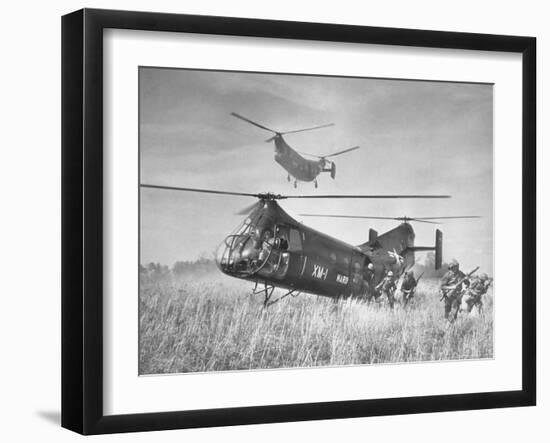 Marines Fanning Out from Their Twin Rotor Piasecki-Hank Walker-Framed Photographic Print