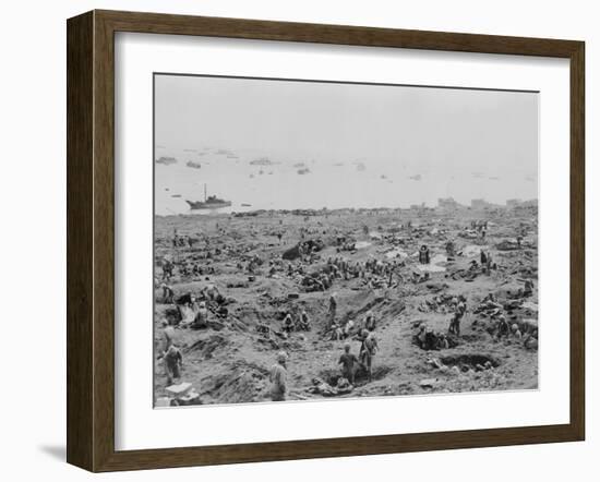 Marines in Foxholes on the Southeast Edge of Motoyama Airfield #1, Iwo Jima-null-Framed Photo