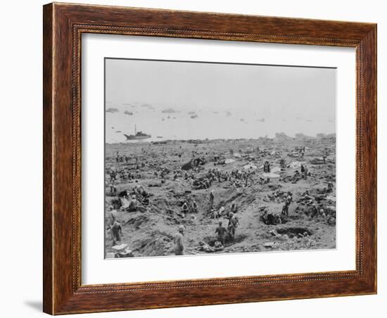 Marines in Foxholes on the Southeast Edge of Motoyama Airfield #1, Iwo Jima-null-Framed Photo