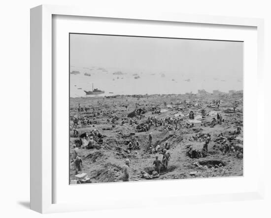 Marines in Foxholes on the Southeast Edge of Motoyama Airfield #1, Iwo Jima-null-Framed Photo