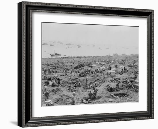Marines in Foxholes on the Southeast Edge of Motoyama Airfield #1, Iwo Jima-null-Framed Photo