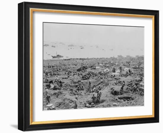 Marines in Foxholes on the Southeast Edge of Motoyama Airfield #1, Iwo Jima-null-Framed Photo