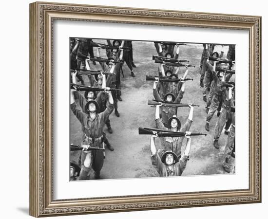 Marines Marching with their Rifles During Exercises at the Parris Island Training Base-Dmitri Kessel-Framed Photographic Print