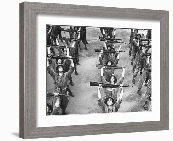 Marines Marching with their Rifles During Exercises at the Parris Island Training Base-Dmitri Kessel-Framed Photographic Print