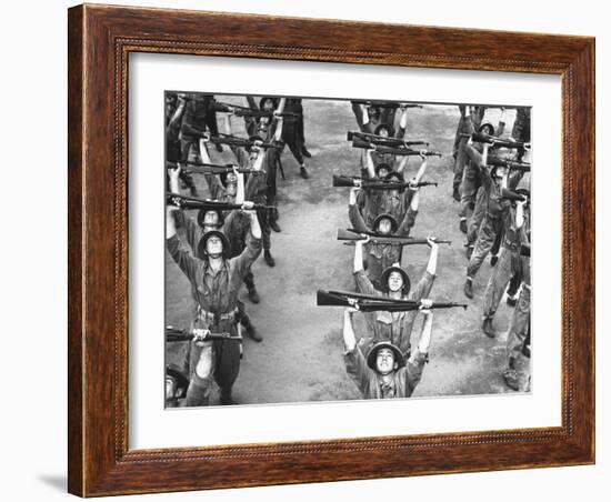Marines Marching with their Rifles During Exercises at the Parris Island Training Base-Dmitri Kessel-Framed Photographic Print