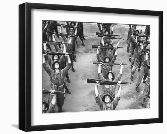 Marines Marching with their Rifles During Exercises at the Parris Island Training Base-Dmitri Kessel-Framed Photographic Print