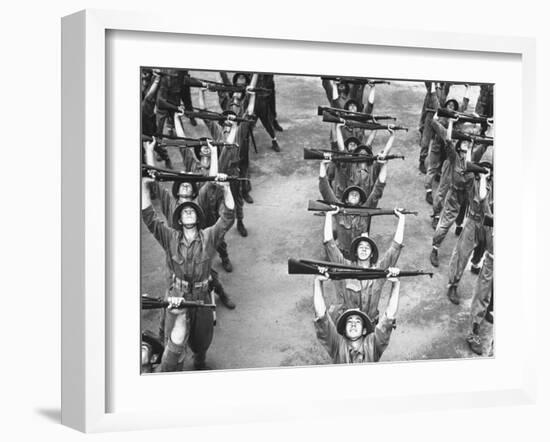 Marines Marching with their Rifles During Exercises at the Parris Island Training Base-Dmitri Kessel-Framed Photographic Print