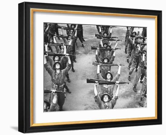 Marines Marching with their Rifles During Exercises at the Parris Island Training Base-Dmitri Kessel-Framed Photographic Print