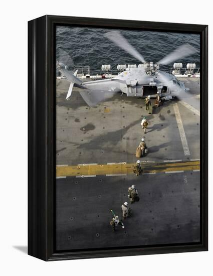 Marines Prepare to Board an MH-60S Sea Hawk Helicopter Aboard USS Peleliu-Stocktrek Images-Framed Premier Image Canvas