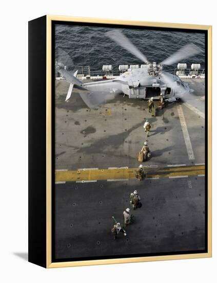 Marines Prepare to Board an MH-60S Sea Hawk Helicopter Aboard USS Peleliu-Stocktrek Images-Framed Premier Image Canvas