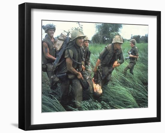 Marines Recovering Dead Comrade While under Fire During N. Vietnamese/Us Mil. Conflict-Larry Burrows-Framed Photographic Print