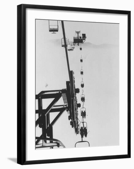 Marines Riding Chair Lift Up to Squaw Peak To Ski Down and Tamp Snow Down for Olympic Events-George Silk-Framed Photographic Print