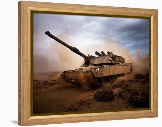 Marines Roll Down a Dirt Road On Their M1A1 Abrams Main Battle Tank-Stocktrek Images-Framed Premier Image Canvas