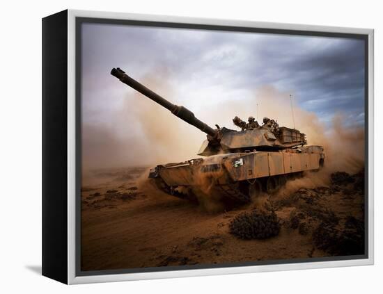 Marines Roll Down a Dirt Road On Their M1A1 Abrams Main Battle Tank-Stocktrek Images-Framed Premier Image Canvas