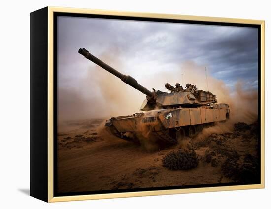 Marines Roll Down a Dirt Road On Their M1A1 Abrams Main Battle Tank-Stocktrek Images-Framed Premier Image Canvas