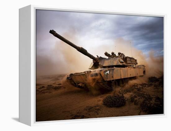Marines Roll Down a Dirt Road On Their M1A1 Abrams Main Battle Tank-Stocktrek Images-Framed Premier Image Canvas