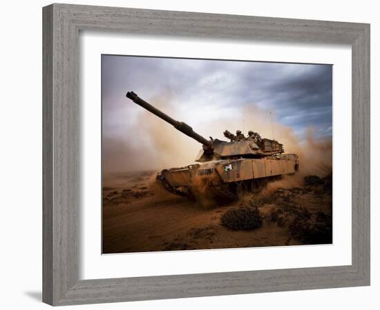 Marines Roll Down a Dirt Road On Their M1A1 Abrams Main Battle Tank-Stocktrek Images-Framed Photographic Print