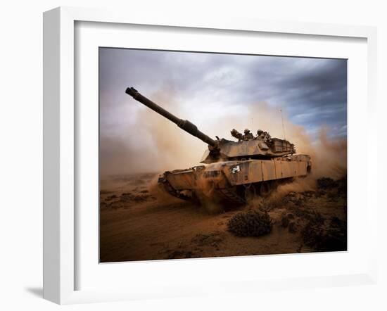 Marines Roll Down a Dirt Road On Their M1A1 Abrams Main Battle Tank-Stocktrek Images-Framed Photographic Print