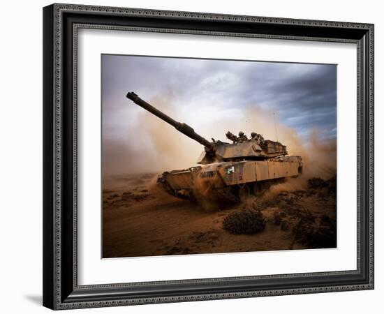 Marines Roll Down a Dirt Road On Their M1A1 Abrams Main Battle Tank-Stocktrek Images-Framed Photographic Print