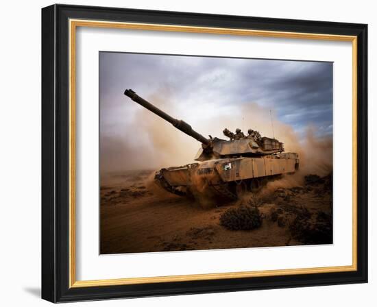 Marines Roll Down a Dirt Road On Their M1A1 Abrams Main Battle Tank-Stocktrek Images-Framed Photographic Print