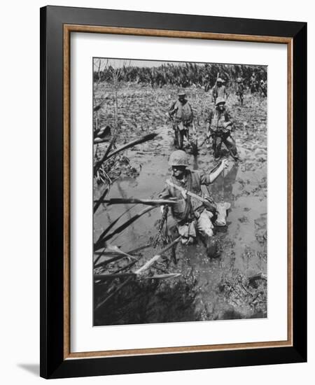 Marines Searching for Viet Cong in the Delta-null-Framed Photographic Print