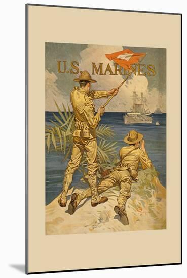 Marines Signaling from Shore to Ships at Sea-Joseph Christian Leyendecker-Mounted Art Print