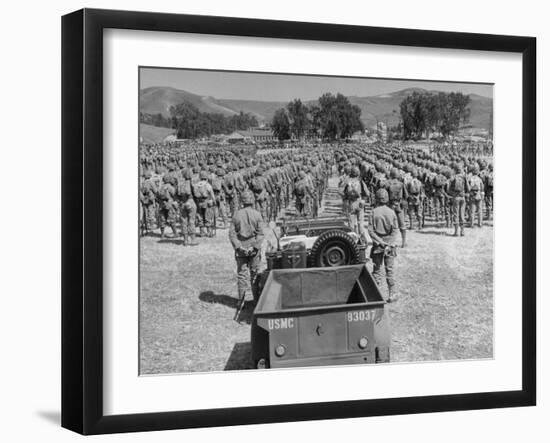 Marines Standing at Attention at Quantico Marine Base-null-Framed Photographic Print