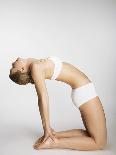 Woman stretching in camel pose-Mario Castello-Photographic Print
