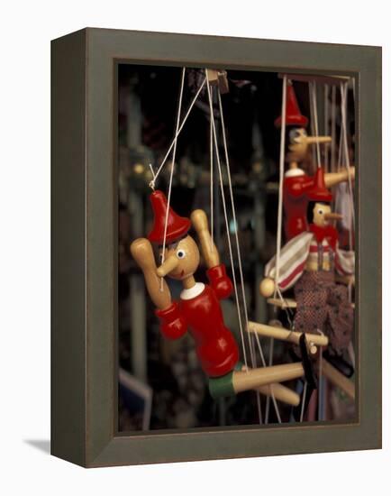 Marionette, Pinocchio Puppet, Taormina, Sicily, Italy-Connie Ricca-Framed Premier Image Canvas