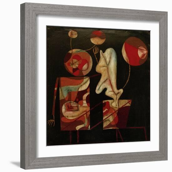 Marionetten (Bunt auf Schwarz) (Marionettes (Colour on Black)), 1930-Paul Klee-Framed Giclee Print