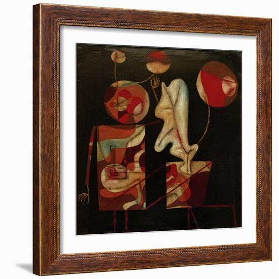 Marionetten (Bunt auf Schwarz) (Marionettes (Colour on Black)), 1930-Paul Klee-Framed Giclee Print