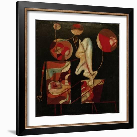 Marionetten (Bunt auf Schwarz) (Marionettes (Colour on Black)), 1930-Paul Klee-Framed Giclee Print