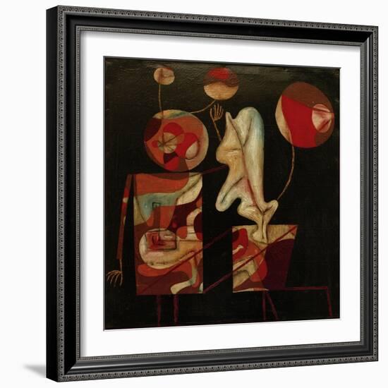 Marionetten (Bunt auf Schwarz) (Marionettes (Colour on Black)), 1930-Paul Klee-Framed Giclee Print