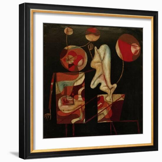 Marionetten (Bunt auf Schwarz) (Marionettes (Colour on Black)), 1930-Paul Klee-Framed Giclee Print