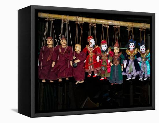 Marionettes for sale at Bagan market, Mandalay Region, Myanmar-null-Framed Premier Image Canvas