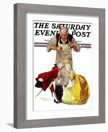 "Marionettes" Saturday Evening Post Cover, October 22,1932-Norman Rockwell-Framed Giclee Print