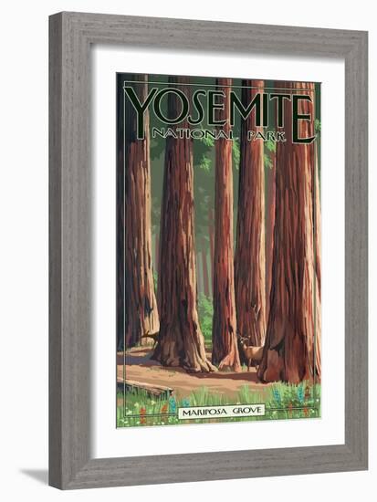 Mariposa Grove - Yosemite National Park, California-Lantern Press-Framed Art Print