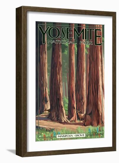 Mariposa Grove - Yosemite National Park, California-Lantern Press-Framed Art Print