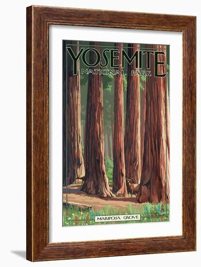 Mariposa Grove - Yosemite National Park, California-Lantern Press-Framed Art Print