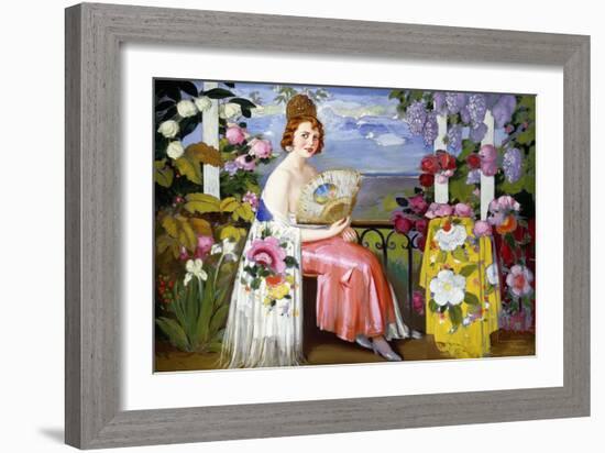 Mariquita and Flowers; Mariquita En Flores, 1930 (Oil on Canvas)-Alfredo Ramos Martinez-Framed Giclee Print