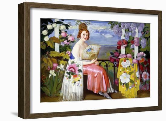 Mariquita and Flowers; Mariquita En Flores, 1930 (Oil on Canvas)-Alfredo Ramos Martinez-Framed Giclee Print