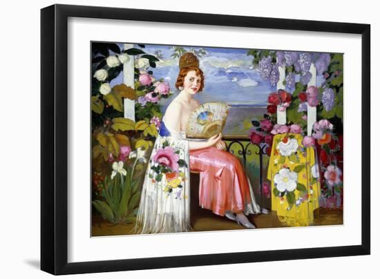 Mariquita and Flowers; Mariquita En Flores, 1930 (Oil on Canvas)-Alfredo Ramos Martinez-Framed Giclee Print