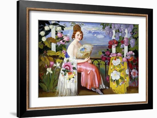 Mariquita and Flowers; Mariquita En Flores, 1930 (Oil on Canvas)-Alfredo Ramos Martinez-Framed Giclee Print