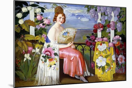Mariquita and Flowers; Mariquita En Flores, 1930 (Oil on Canvas)-Alfredo Ramos Martinez-Mounted Giclee Print