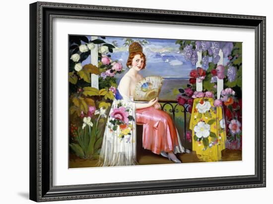 Mariquita and Flowers; Mariquita En Flores, 1930 (Oil on Canvas)-Alfredo Ramos Martinez-Framed Giclee Print