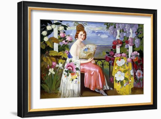 Mariquita and Flowers; Mariquita En Flores, 1930 (Oil on Canvas)-Alfredo Ramos Martinez-Framed Giclee Print