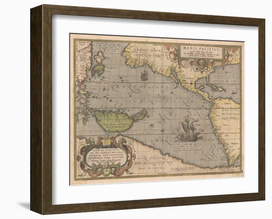 Maris Pacifici (From Theatrum Orbis Terraru), 1595-Abraham Ortelius-Framed Giclee Print