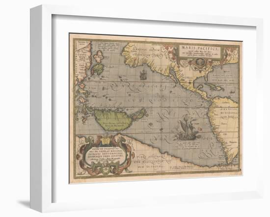 Maris Pacifici (From Theatrum Orbis Terraru), 1595-Abraham Ortelius-Framed Giclee Print