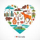 Canada Love - Heart With Many Icons And Illustrations-Marish-Art Print