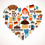Canada Love - Heart With Many Icons And Illustrations-Marish-Art Print